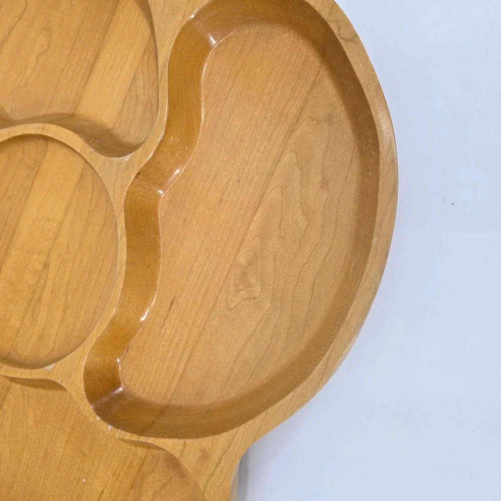 Vintage Wood Lazy Susan Divided Serving Tray 18